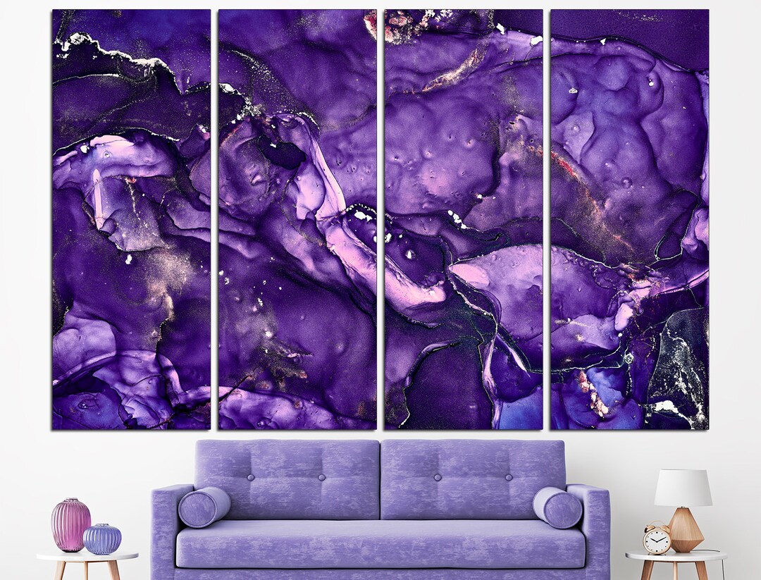Purple Wall Art Marble Home Decor Wall Art Canvas Modern Canvas Art