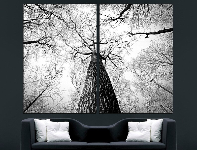 Tree Branch Wall Art Black and White Art Trees Canvas Print Etsy
