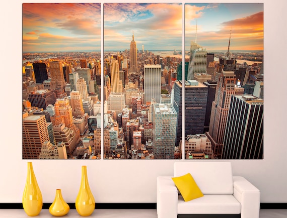 New York Wall Art Extra Large Wall Art Skyline Office Decor New York Poster New York Canvas