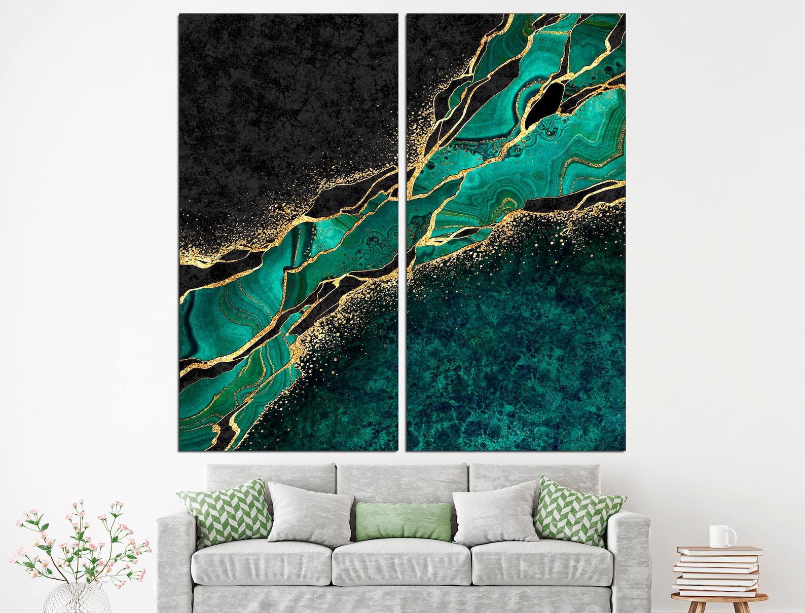 Emerald Green Canvas Print Art Deco Wall Art Emerald Green Etsy