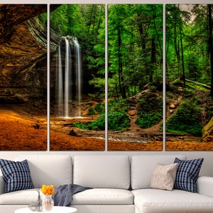 Waterfall canvas Nature wall decor Waterfall art Canvas wall art Landscape canvas art
