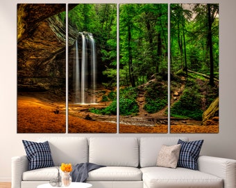 Waterfall canvas Nature wall decor Waterfall art Canvas wall art Landscape canvas art