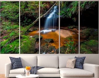 Forest Waterfall Large Canvas Art Waterfall Canvas Waterfall Wall Art Waterfall Wall Decor