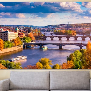 Prague canvas Charles bridge print Prague wall art Canvas wall art Prague cityscape Large canvas art