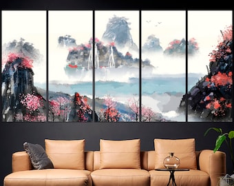その他 EVA Canvas Art (Large) Japanese Wall Art Sakura Canvas Landscape Wall Art Japan Canvas