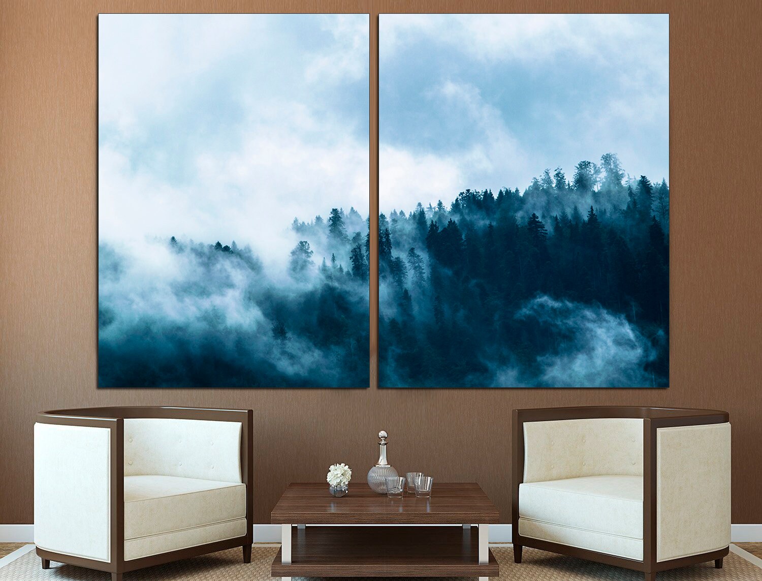 Misty Forest Foggy Wall Art Forest Print Large Wall Art Fog and Forest ...