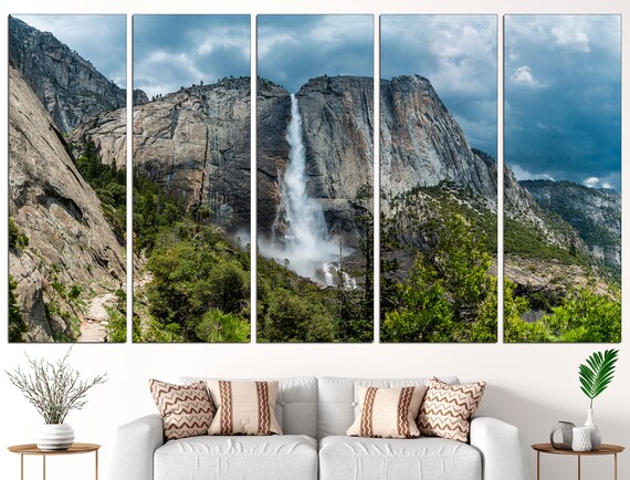 Mountain Wall Decor Waterfall Wall Art Mountain Canvas Art Waterfall Print Mountain Home Decor Waterfall Art Print