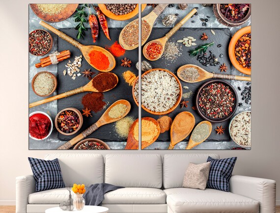 Spice wall art Restaurant wall art Kitchen poster Dining room decor Extra large wall art