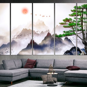 Japanese wall art Mountain print art Japan print, Mountain canvas art Japan home decor Asian wall decor