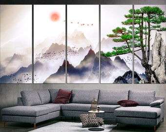 Modern 4 Panel Canvas Prints Perfect Bamboo Green Pictures Japanese Style Decors 