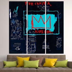 King of street art Urban wall art Graffiti poster Extra large wall art Banksy print Street art canvas 3 Panel
