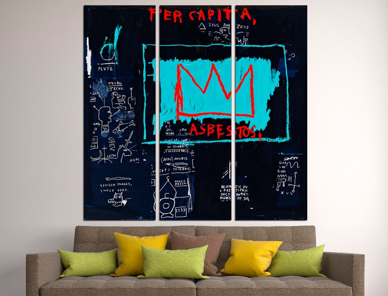 King of street art Urban wall art Graffiti poster Extra large wall art Banksy print Street art canvas 3 Panel