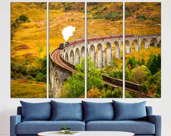 Train Art Print Vintage Train Locomotive Art Train Room Decor Mountains Print Train Poster