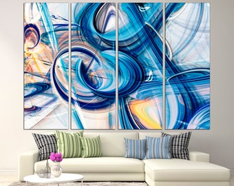 Yellow and blue art Large canvas art Yellow wall art Blue prints wall art Modern art print Set of 3 prints