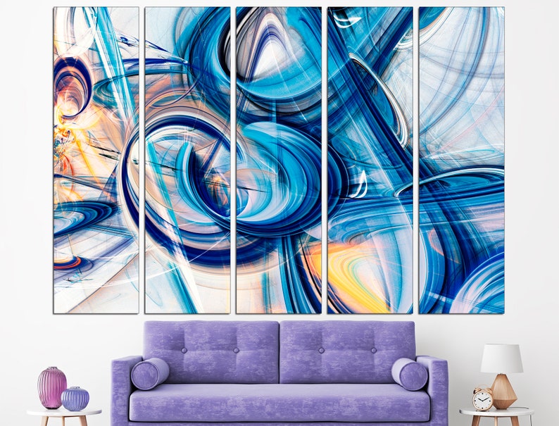 Yellow and Blue Art Large Canvas Art Yellow Wall Art Blue Etsy