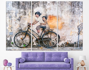 Street art canvas Graffiti wall art Urban art canvas Banksy art canvas Home decor wall art Multi panel canvas