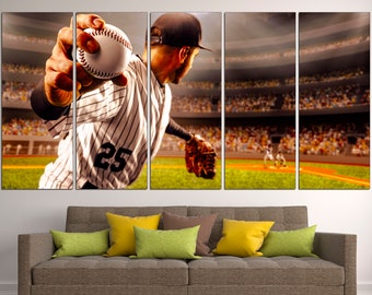 Baseball canvas Boys room art Baseball prints Canvas wall art Baseball wall decor Extra large wall art