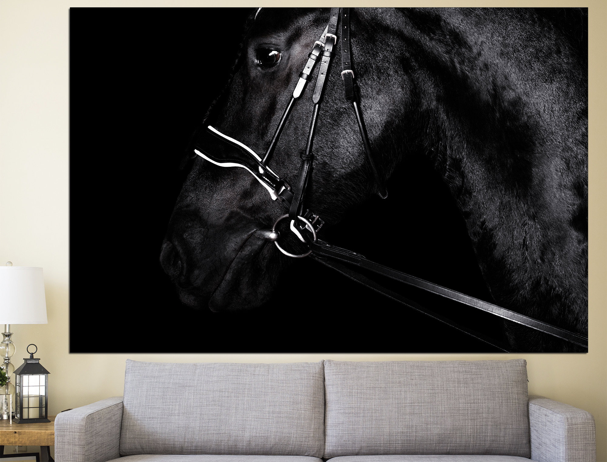 Black Horse Print Horse Wall Art Black Horse Canvas Horse Home Etsy