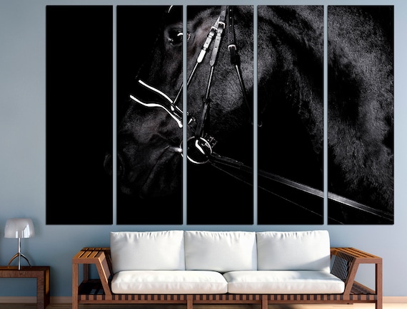 Black Horse Print Horse Wall Art Black Horse Canvas Horse Home Decor Black Horse Photo Horse Wall Decor