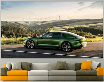Porsche Taycan Supercar Wall Art Porsche Canvas Automotive Art Porsche Wall Art Car Wall Decor