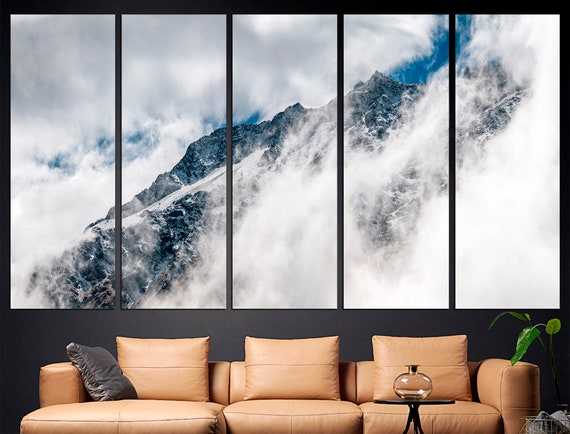 Fog Mountain Art Foggy Mountain Fog Art Mountain Print Mountain Wall Art Mountain Fog Minimalist Mountain