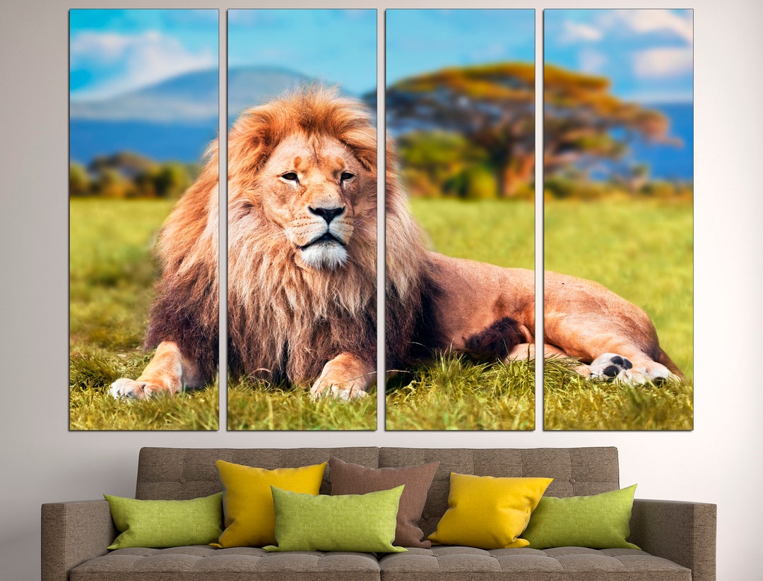 Lion Wall Art Lion Print Lion Home Decor Lion Art Print Lion Etsy
