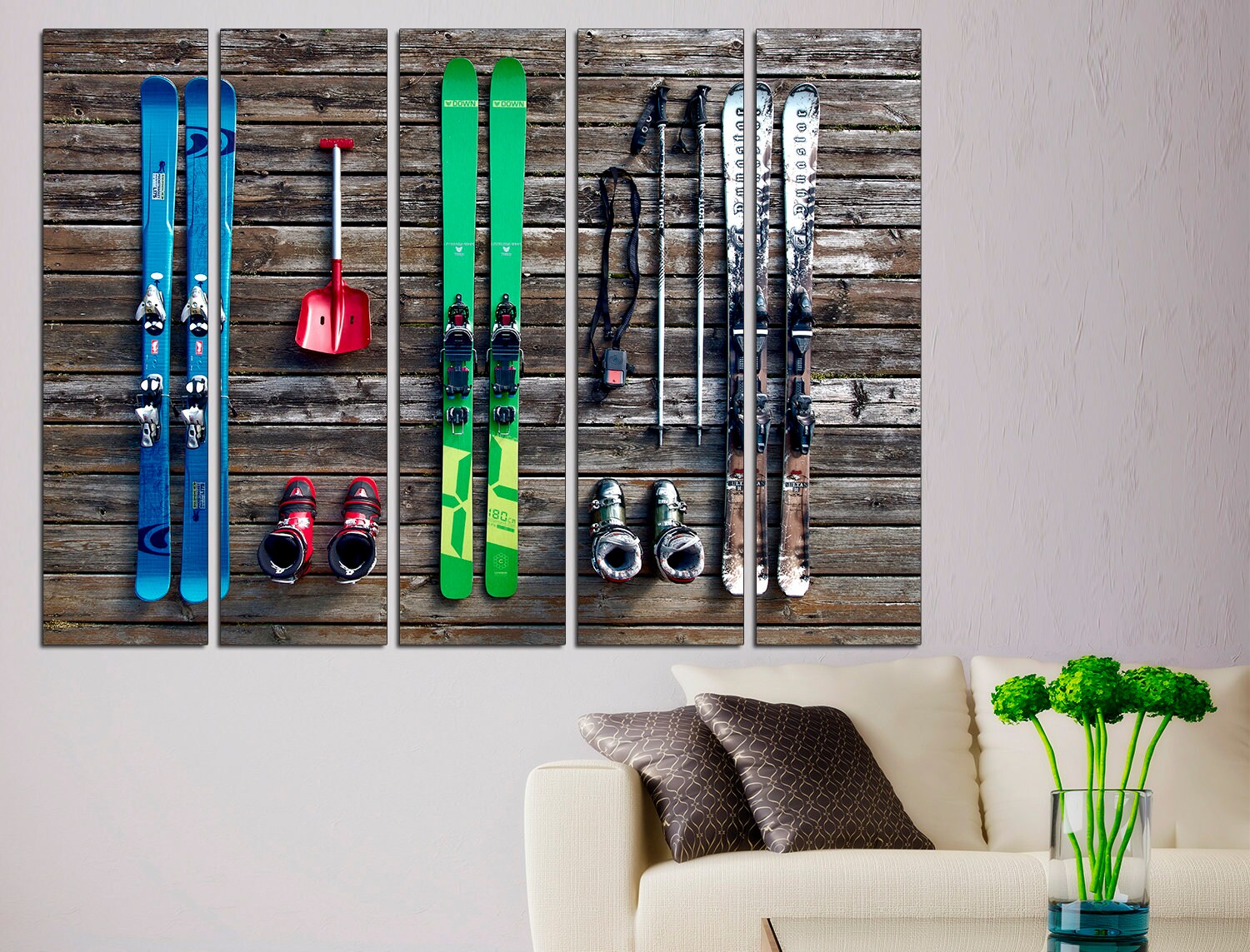 Ski Wall Art Extra Large Wall Art Winter Wall Decor Triptych Etsy