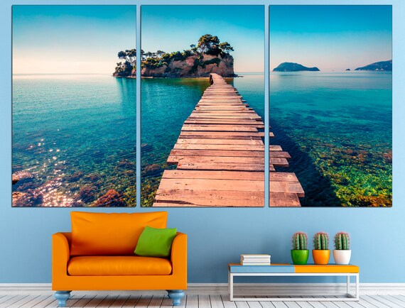 Lake Wall Art Pier Wall Decor Lake Canvas Art Pier Wall Art Seascape Wall Art Sea Canvas Art