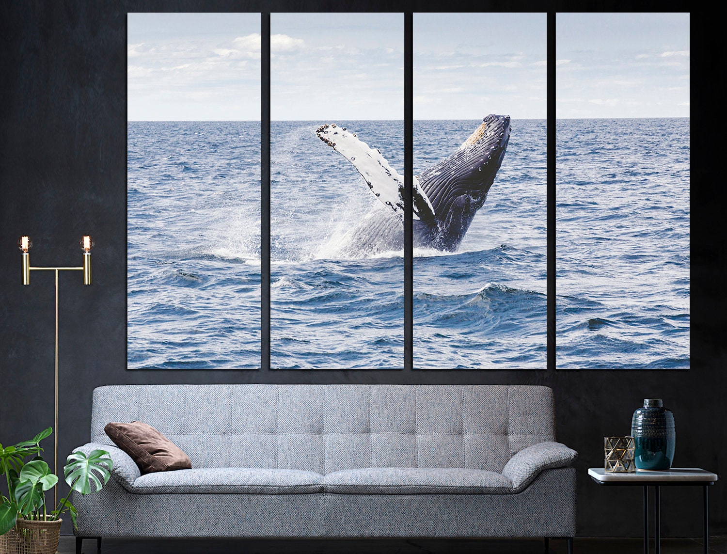 Whale Wall Art Watercolor Whale Blue Whale Decor Whale Poster Etsy