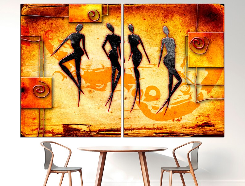 African Canvas Large Canvas Print African Wall Art Set of 3 Etsy