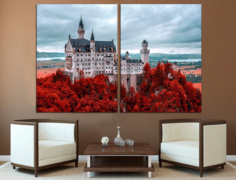 Castle Wall Decor Neuschwanstein Canvas Print Castle Wall Art Etsy