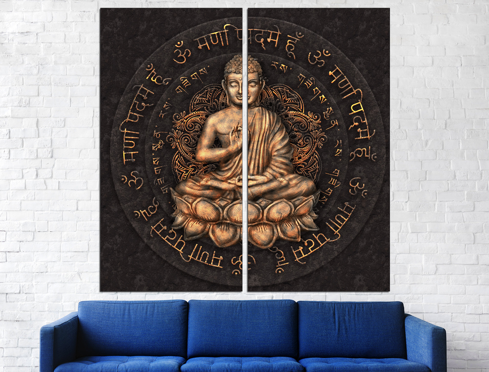 Gold Buddha Statue Large Canvas Art Buddha Wall Art Canvas Decor ...