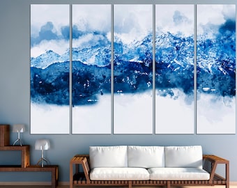 Blue Abstract Art Abstract Mountain Abstract Wall Art Mountain Print Mountain Wall Art
