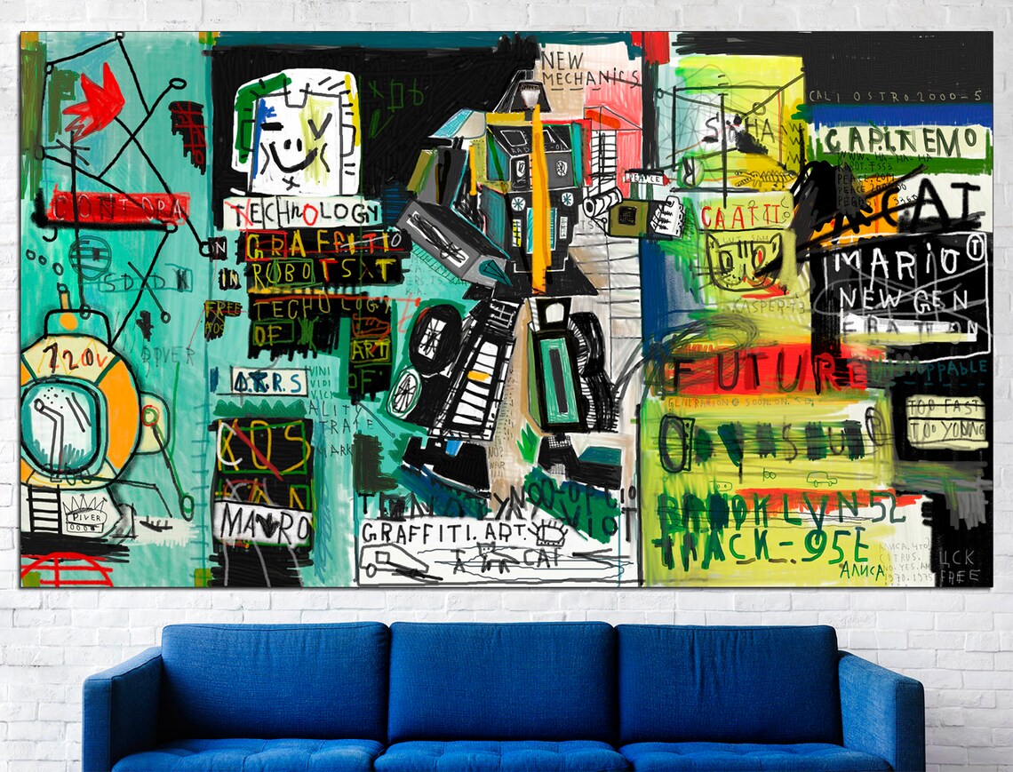 Graffiti Wall Canvas Street Art on Canvas Modern Wall Art Etsy