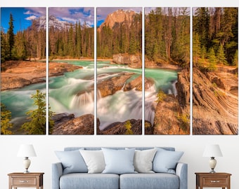 Mountain river print National park Print river Canvas print Mountain wall art River home decor