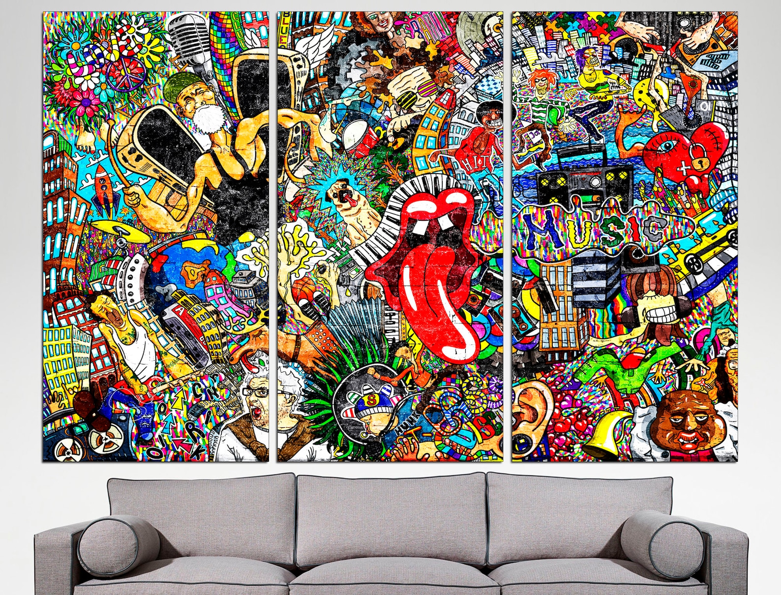 Graffiti Canvas Trendy Wall Art Modern Graffiti Art Multi Etsy