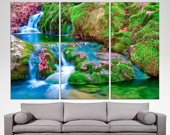 Waterfall Canvas Landscape Canvas Waterfall Wall Art Nature Canvas Print Waterfall Decor Extra Large Wall Art