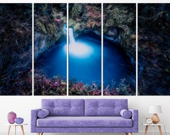 Waterfall Print Forest Canvas Print Waterfall Wall Art Waterfall Home Decor Nature Canvas Print