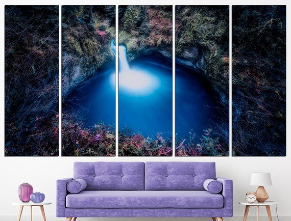 Waterfall Print Forest Canvas Print Waterfall Wall Art Waterfall Home Decor Nature Canvas Print