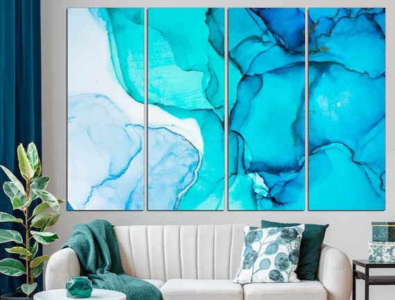 Blue Wall Art Marble Canvas Art Marble Wall Decor Extra Large Wall Art Marble Poster