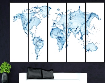 Extra Large World Map Canvas Print: Modern Wall Decor