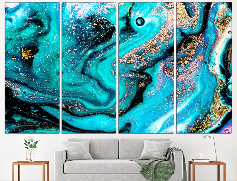 Gold Marble Wall Art Gold Marble Print Blue and Gold Gold Etsy