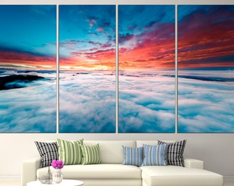 Cloud Wall Art Blue Cloud Print Clouds Wall Decor Pink Wall Art Sky Art Print Sunset Wall Art