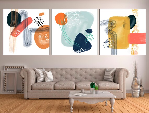 Minimalist Wall Art Set of 3 Canvas Colorful Wall Art Set of 3 - Etsy