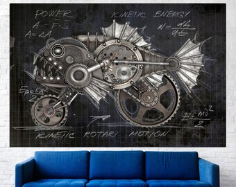 Steampunk wall art Large canvas art Steampunk wall decor Canvas wall art Steampunk home decor