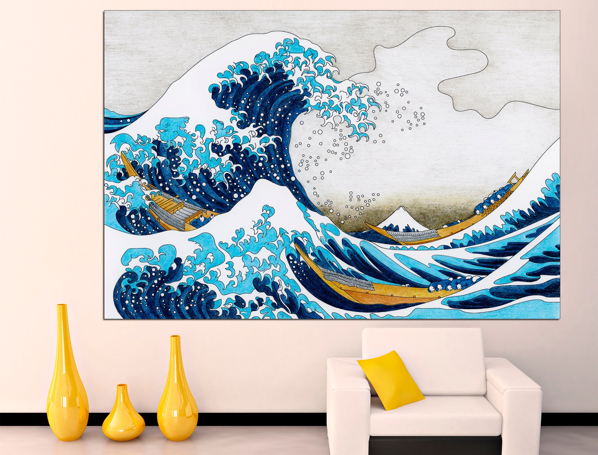 Japanese Print Great Wave Poster Canvas Wall Art Japanese Wave | Etsy