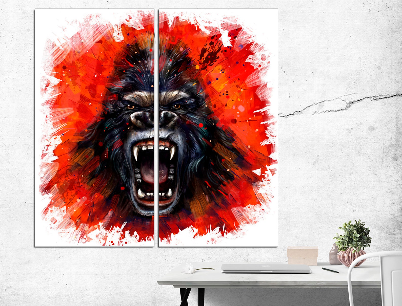Gorilla Print African Animal Print Gorilla Wall Decor Jungle Etsy