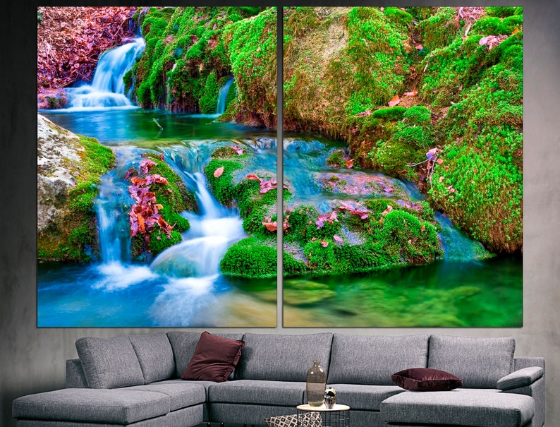 Waterfall Canvas Landscape Canvas Waterfall Wall Art Nature Etsy