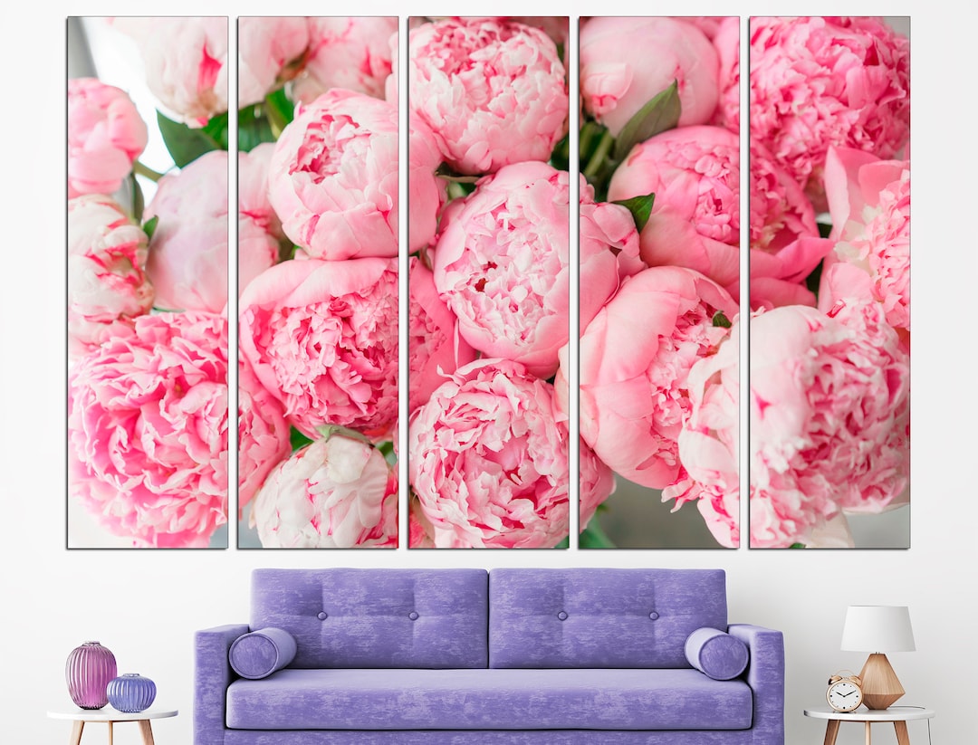 Peonies Canvas Botanical Print Set Peony Wall Art Flower Prints Peony ...