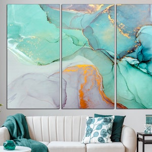 Marble Canvas Art Navy Blue Wall Art Marble Wall Decor Abstract Marble
